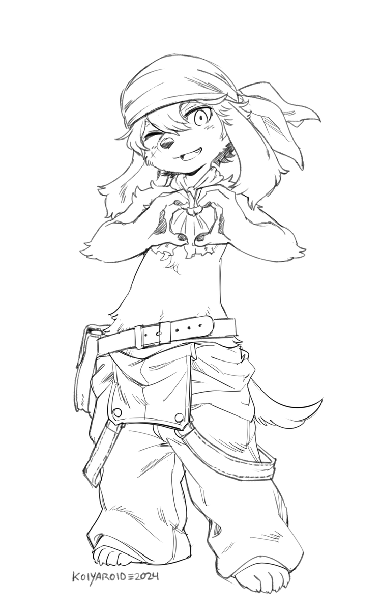 1boy, animal_ears, artist_name, baggy_pants, bandana, barefoot, blush, commentary