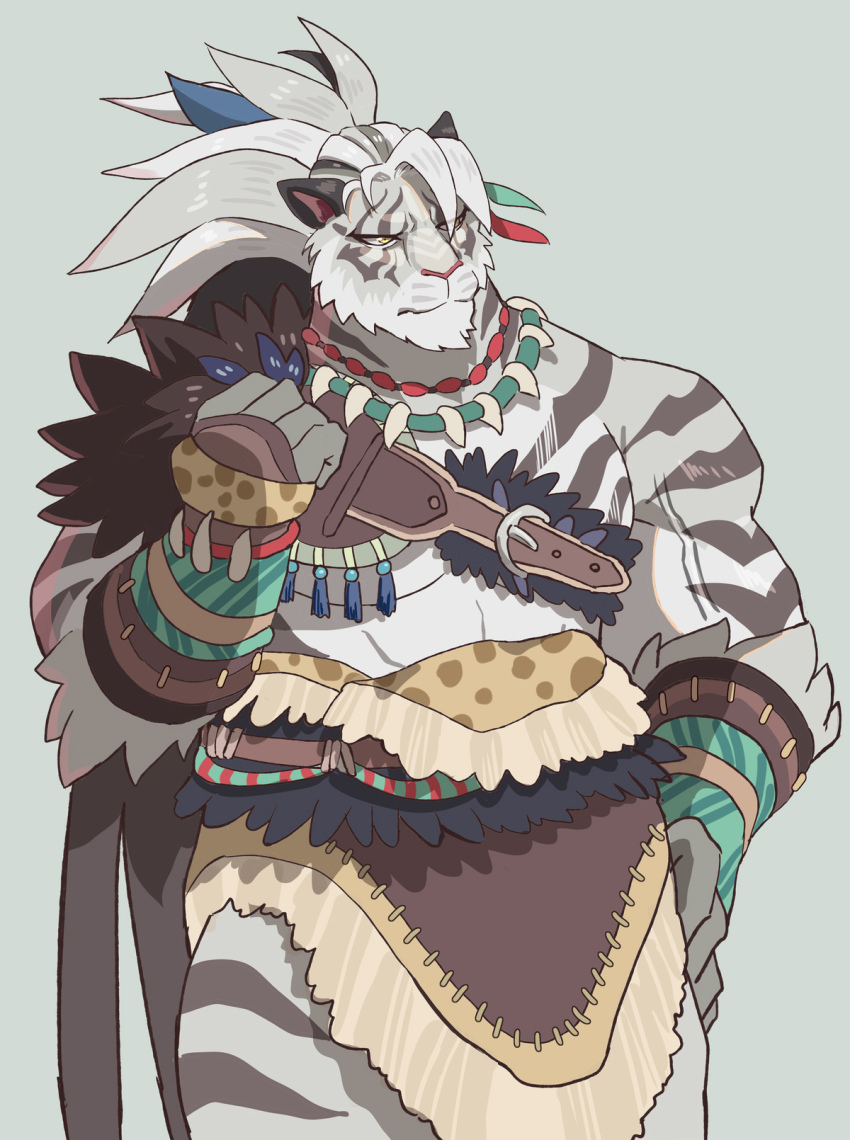 1boy, afk_(series), afk_journey, animal_ears, bara, closed_mouth, commentary, english_commentary