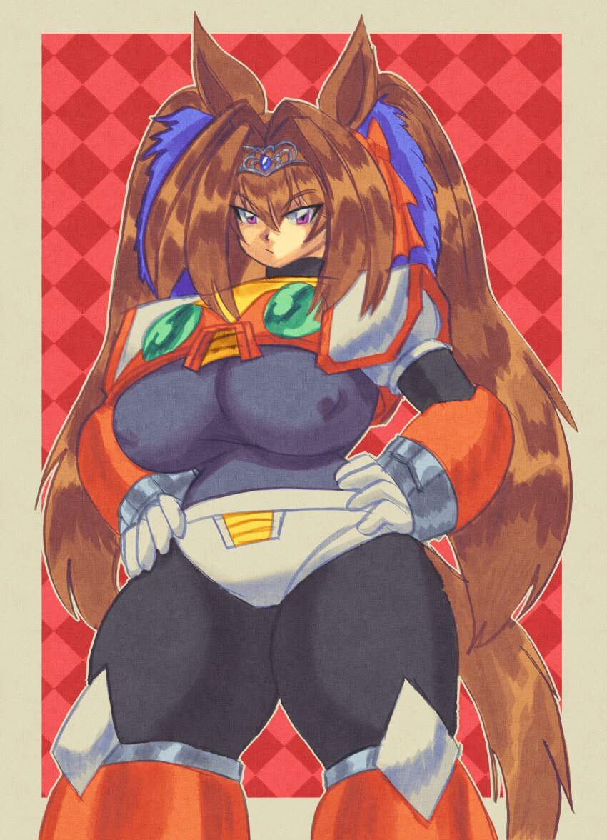 1girl, absurdres, animal_ears, armor, blush, bow, breasts, brown_hair