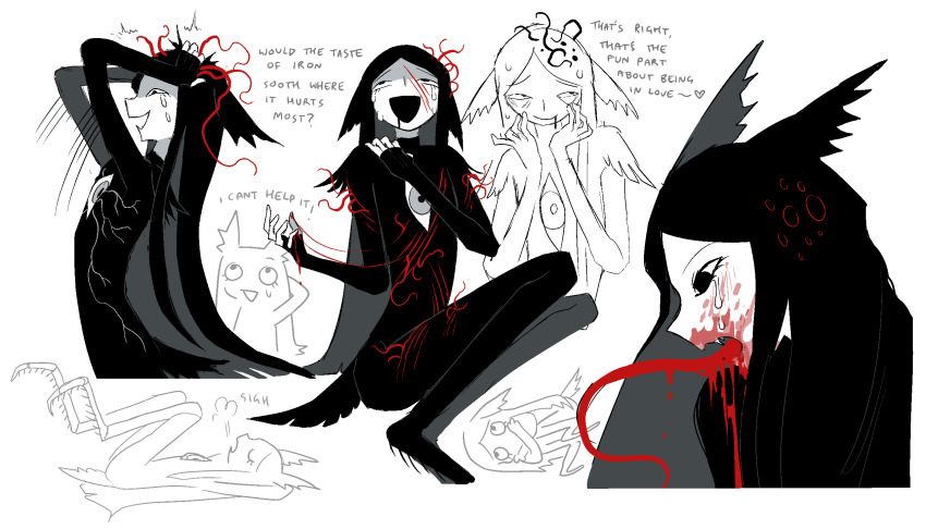 1boy, :d, androgynous, animal_ears, arthropod_boy, arthropod_limbs, black_eyes, black_hair