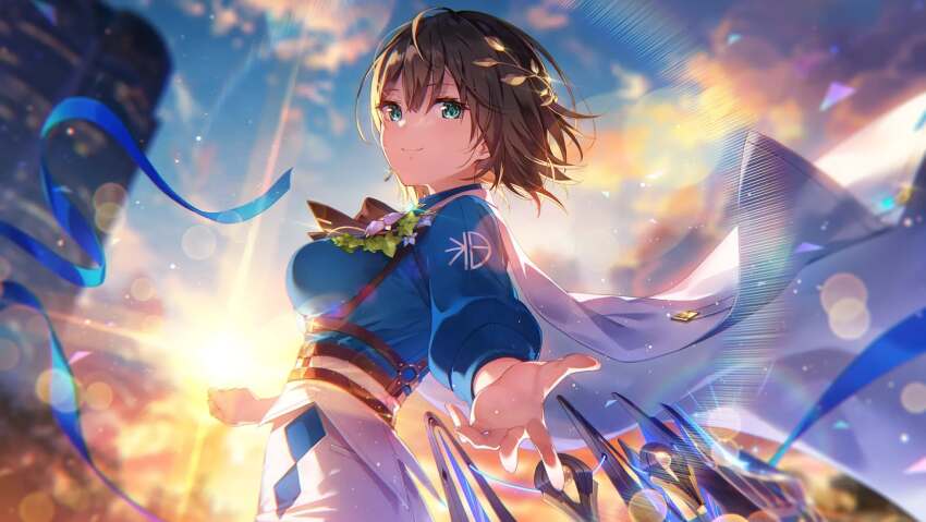 1girl, aoi_erika, aoi_erika_(connect_legacy), aqua_eyes, backlighting, black_bow, black_bowtie, black_hair