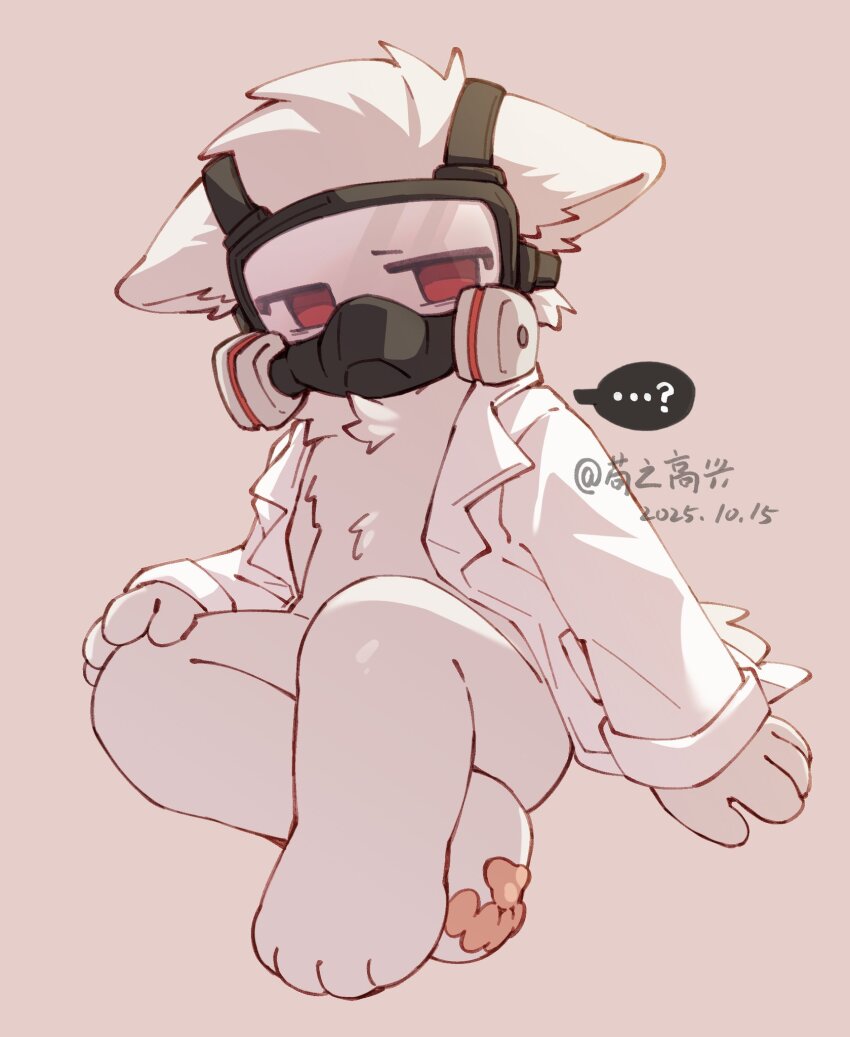 ...?, 1boy, animal_ears, changed, coat, commentary_request, crossed_legs, deformed