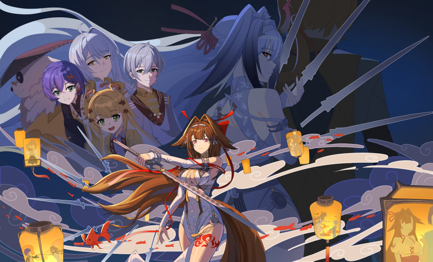 2boys, 4girls, absurdres, alternate_form, animal_ears, armlet, belle_(delicate_sunlight)_(zenless_zone_zero), belle_(zenless_zone_zero)