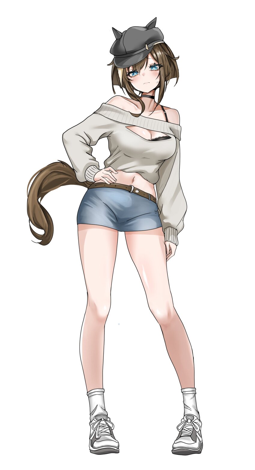 1girl, absurdres, animal_ears, black_bra, black_choker, black_hat, blush, bra