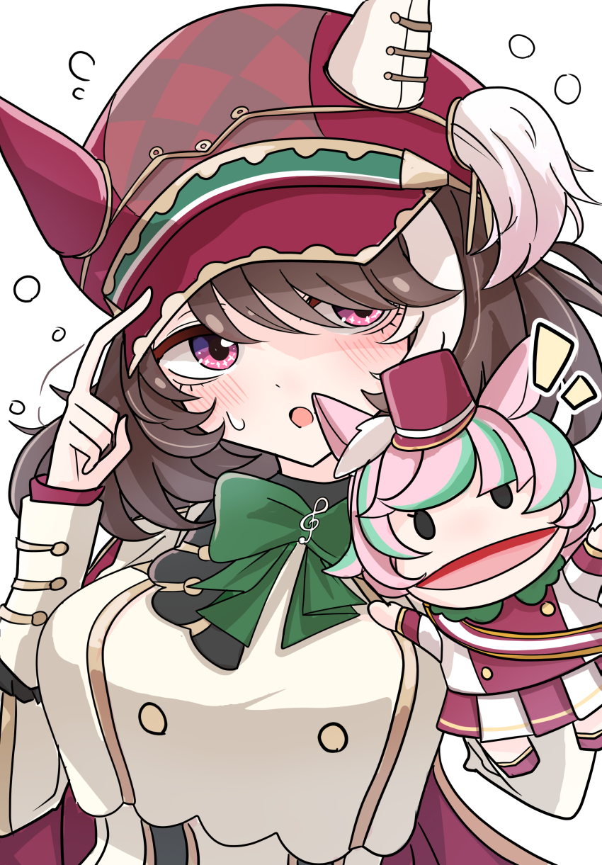 1girl, absurdres, animal_ears, arnolddayo, blush, breasts, brown_hair, commentary_request