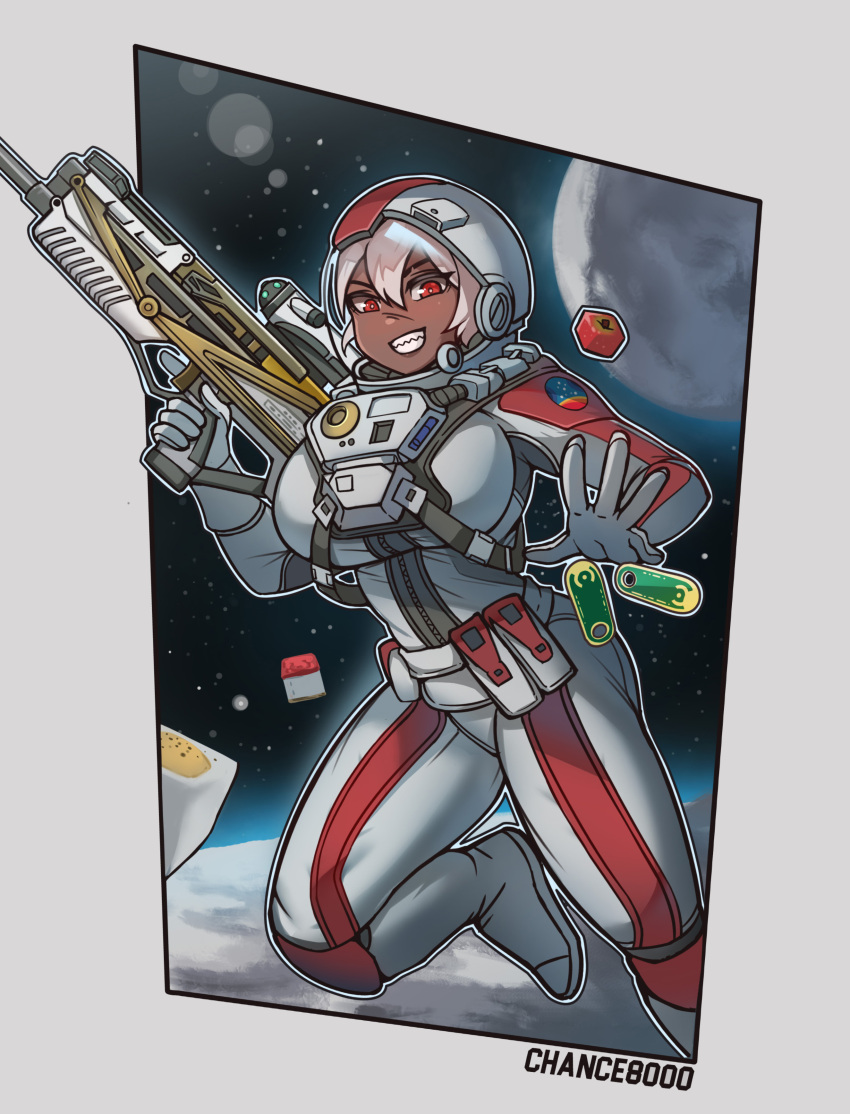 1girl, absurdres, astronaut, breasts, bria_(chance8000), chance8000, commentary_request, dark-skinned_female