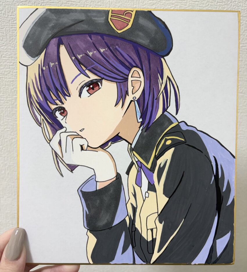 1girl, earrings, from_side, hat, heaven_burns_red, highres, jewelry, kanikure12