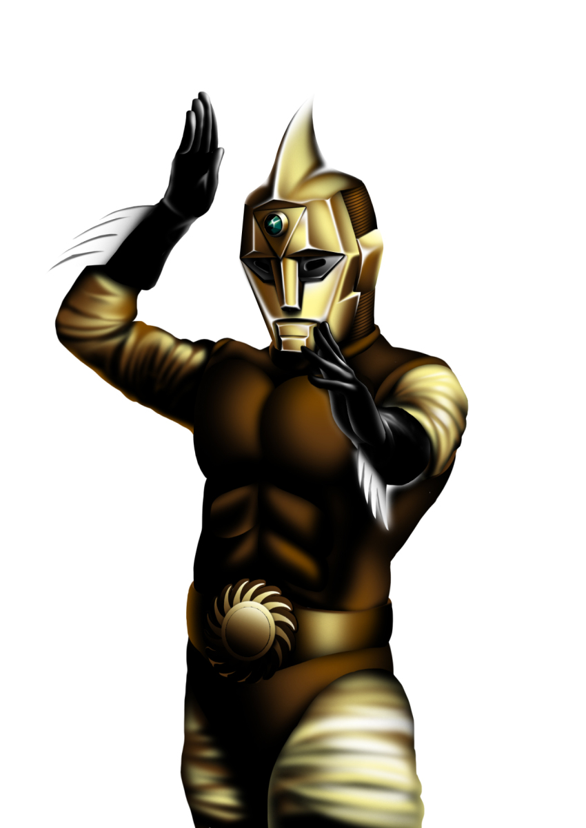 1boy, armor, black_eyes, black_gloves, brown_shirt, commentary, fighting_stance, forehead_jewel