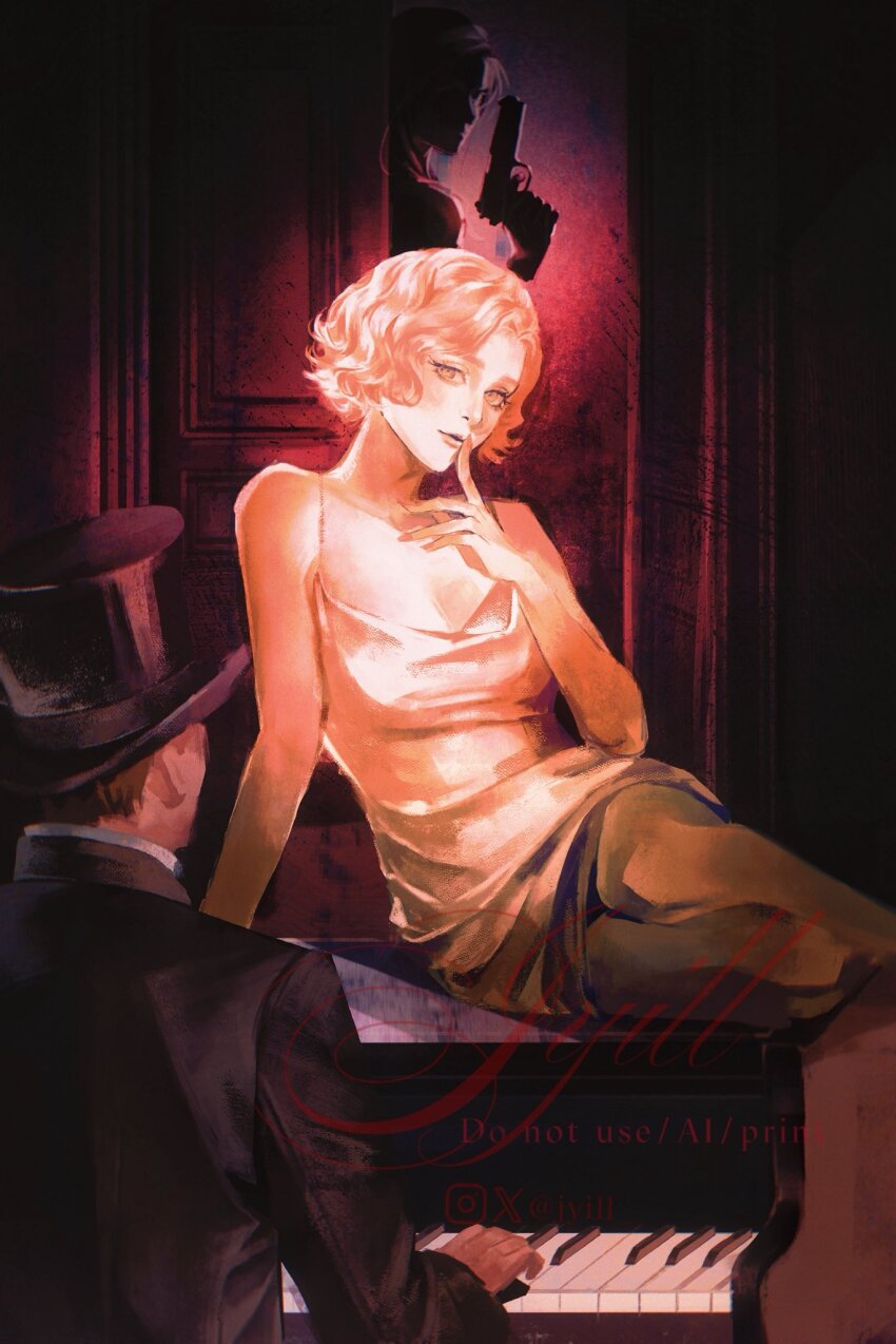 alien_stage, artist_name, black_hat, black_jacket, bob_cut, breasts, chicago_(movie), commentary