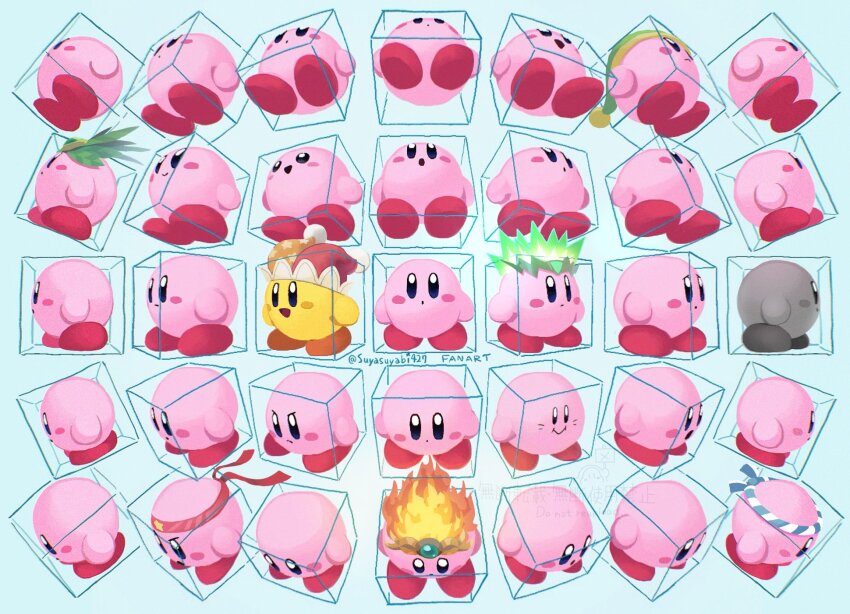 25_perspective_box_exercise, :d, :o, batamon, beam_kirby, blue_background, blue_eyes, blush_stickers