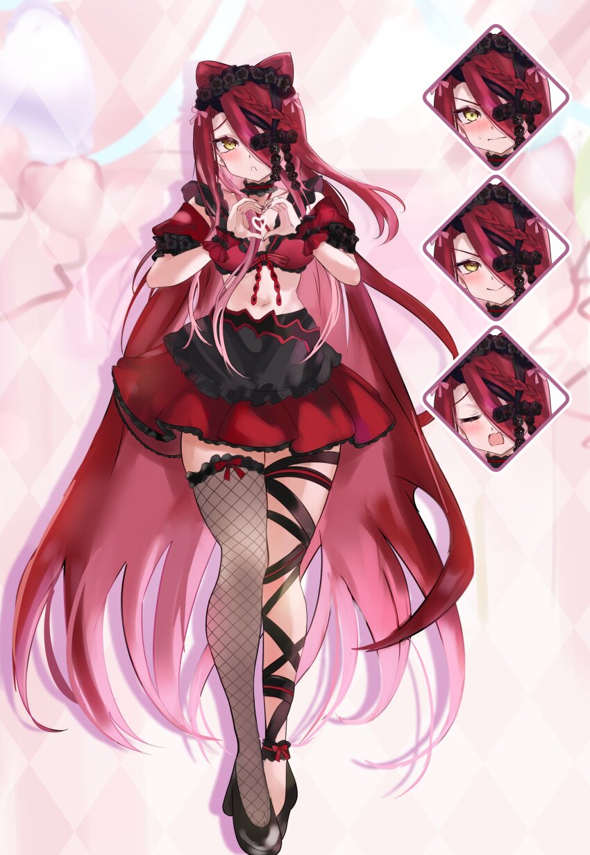 1girl, absurdres, apron, bare_shoulders, black_apron, blush, bow, bra