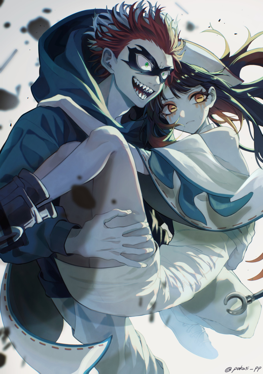 1boy, 1girl, absurdres, amo_empool, artist_name, carrying, carrying_person, closed_mouth