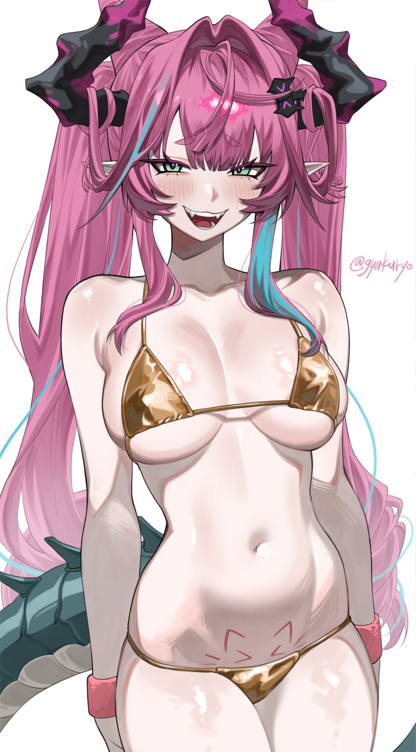 1girl, akar1_akar1, arknights, arknights:_endfield, bare_arms, bare_shoulders, bikini, blue_hair
