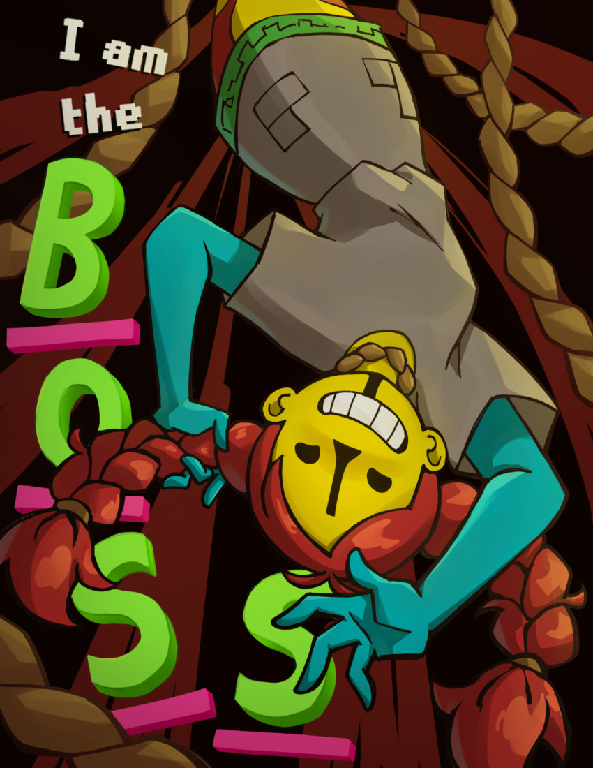 1girl, black_eyes, blood, braid, colored_skin, dress, ena:_dream_bbq, ena_(series)