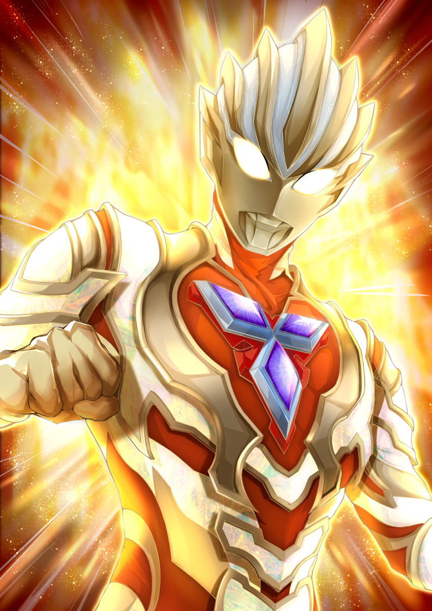 1boy, alien, arm_guards, arm_out_of_frame, armor, breastplate, chinese_commentary, clenched_hand