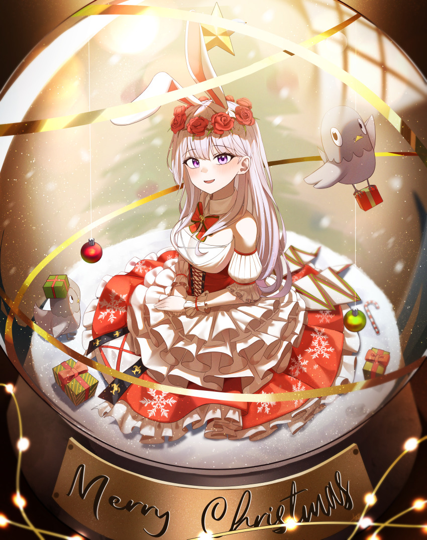 1girl, absurdres, animal_ears, arch_a4, bird, blush, bow, bowtie