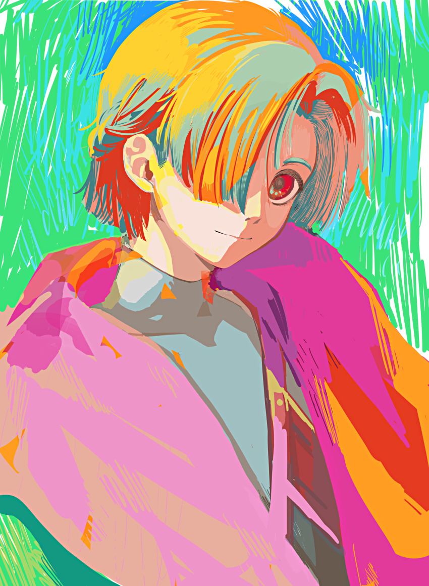 1other, absurdres, braid, closed_mouth, coat, colorful, commentary_request, gnosia