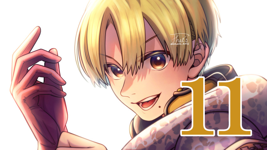 1boy, absurdres, blonde_hair, gloves, headphones, headphones_around_neck, highres, kemono_jihen