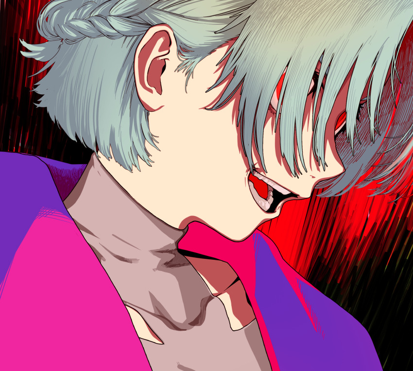 1other, braid, close-up, coat, collarbone, commentary_request, corruption, covered_collarbone