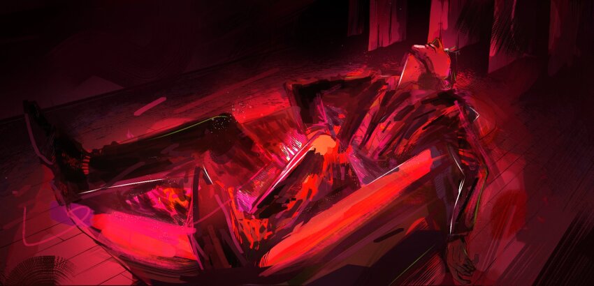 1boy, bathtub, black_hair, black_necktie, black_shoes, black_suit, commentary, english_commentary