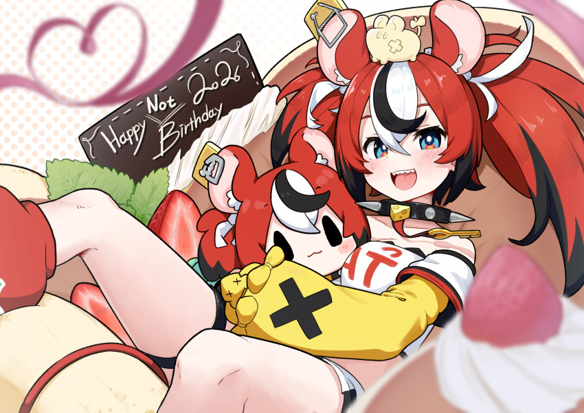 1girl, 2026, absurdres, animal_ear_fluff, animal_ears, asymmetrical_sleeves, bare_shoulders, black_hair