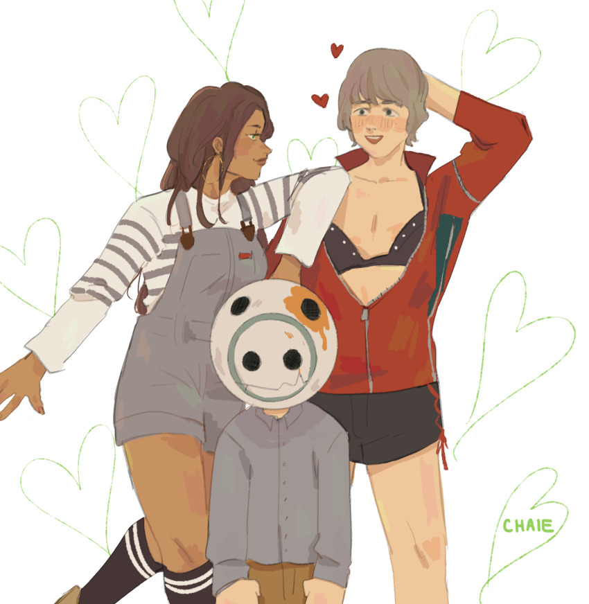 1girl, 2boys, arm_behind_head, artist_name, black_bra, black_shorts, black_socks, bra