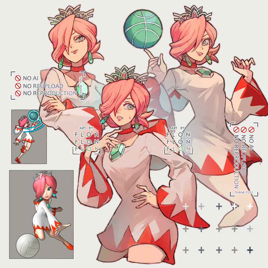 1girl, ball, basketball_(object), breasts, commentary, crossed_arms, earrings, english_commentary