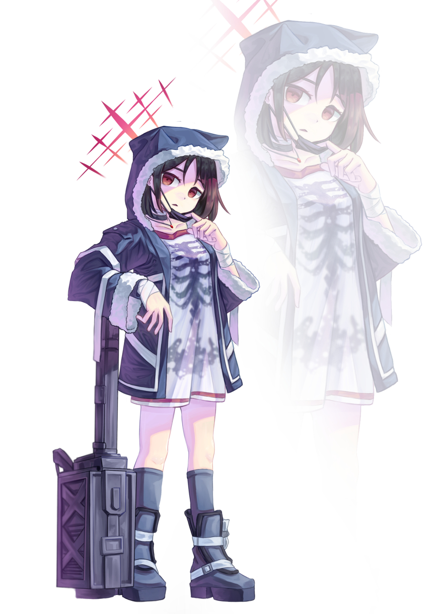 absurdres, bare_legs, black_mask, blue_archive, boots, commentary, fim-92_stinger, gyu_mizu