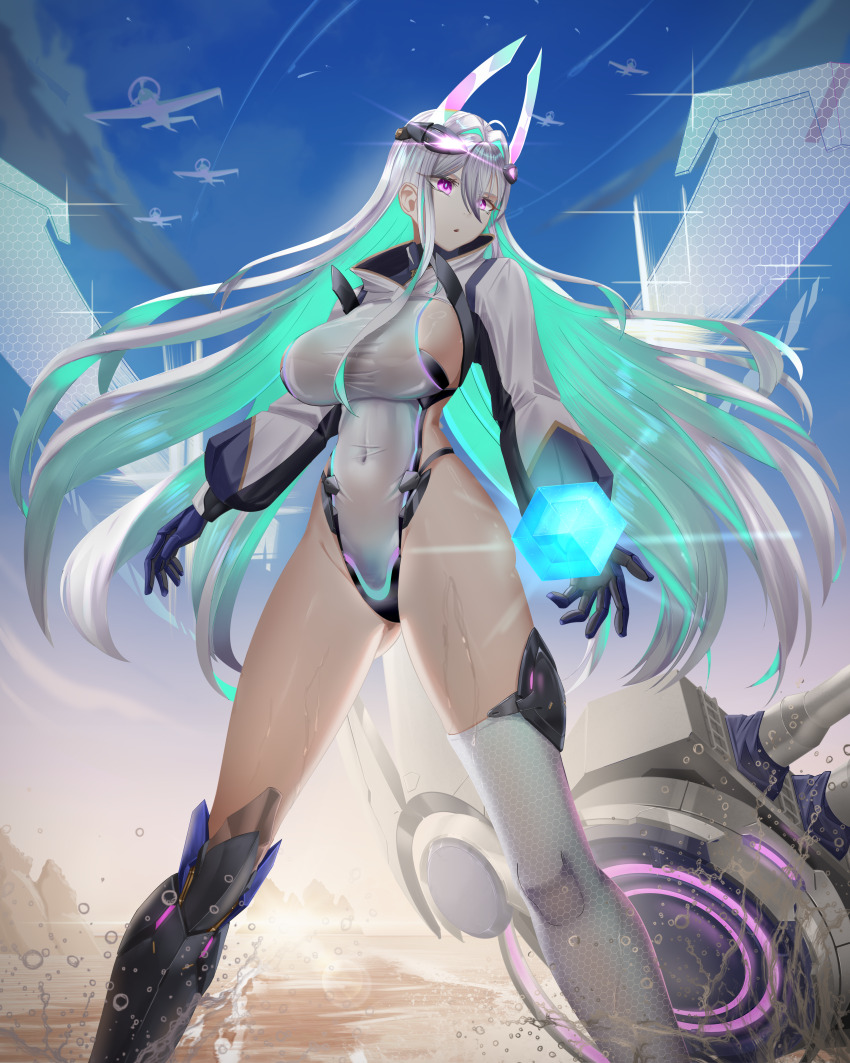 1girl, absurdres, aqua_hair, aqua_pupils, artknight045, azur_lane, breasts, colored_inner_hair