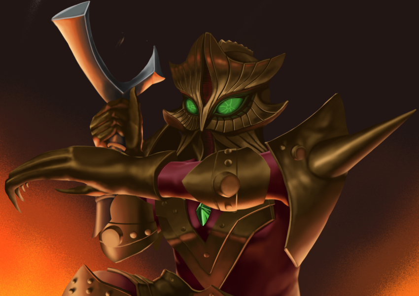 absurdres, ace_killer, armor, chest_jewel, colored_skin, commentary_request, giant, giant_monster