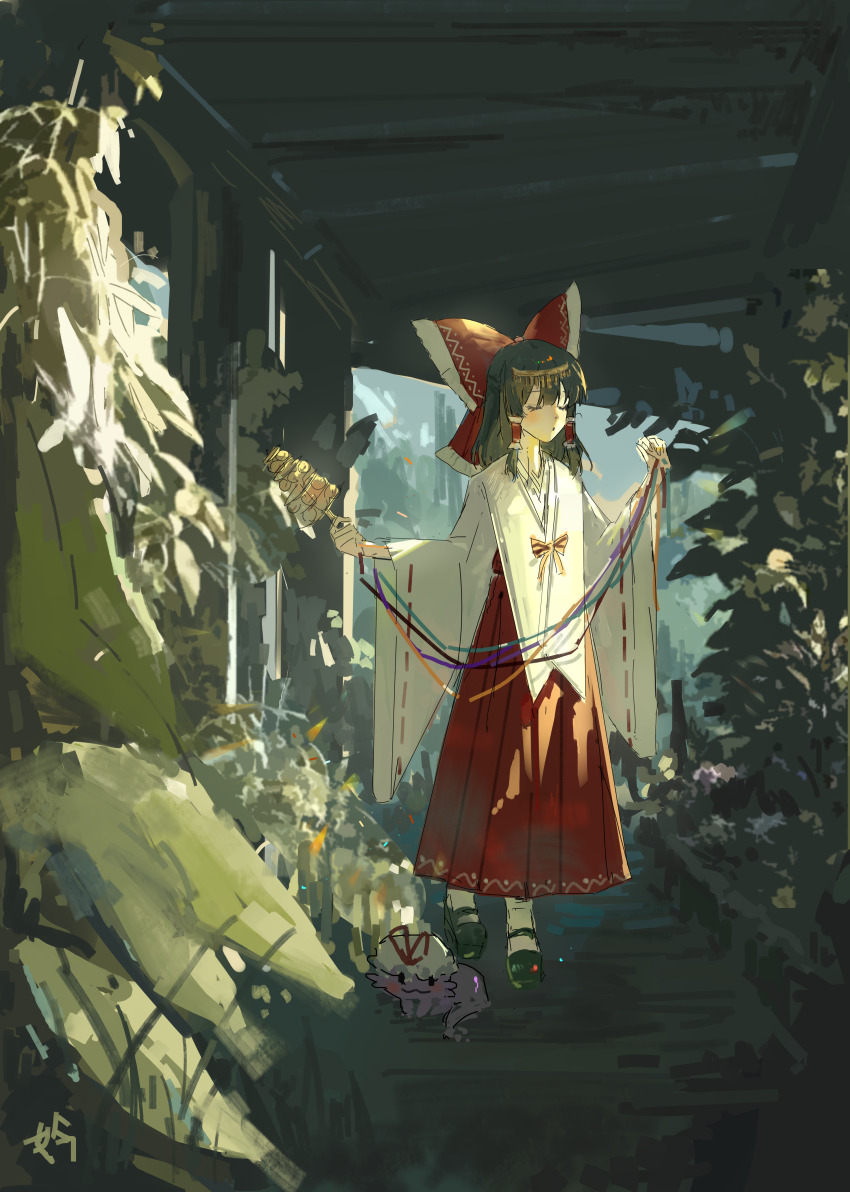 1girl, absurdres, alternate_costume, animalization, axolotl, bell, black_shoes, bow