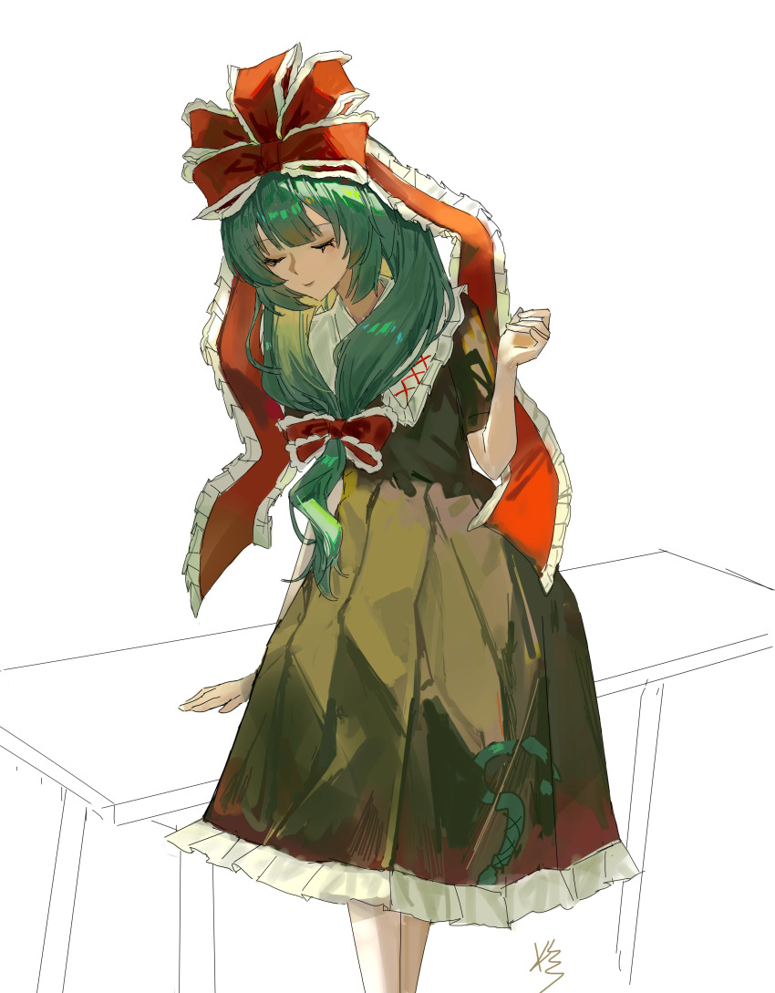 1girl, absurdres, bow, brown_dress, chinese_commentary, closed_eyes, closed_mouth, commentary_request