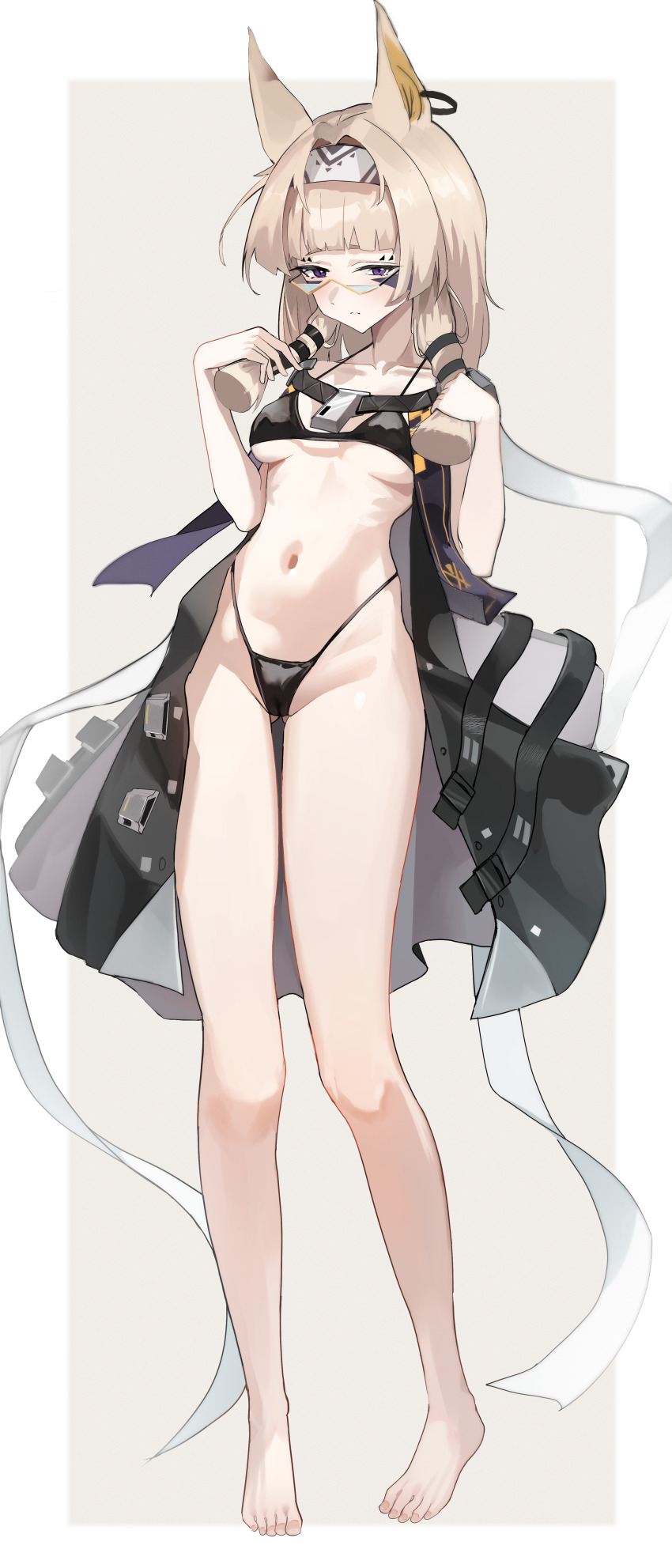 1girl, absurdres, animal_ears, anubis_(mythology), bare_shoulders, belt, bikini, breasts