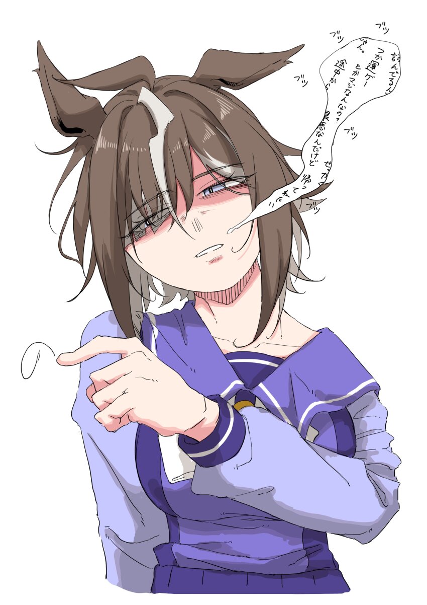 1girl, absurdres, ahoge, animal_ears, bow, bowtie, brown_hair, collarbone