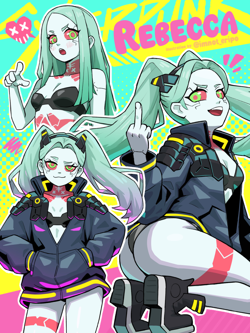 1girl, alternate_hairstyle, aqua_background, artist_name, artist_request, ass, blush, body_markings