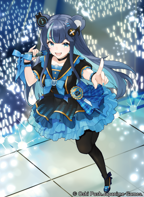 1girl, animal_ears, bear_ears, bear_girl, black_dress, black_hair, black_pantyhose, black_sailor_collar