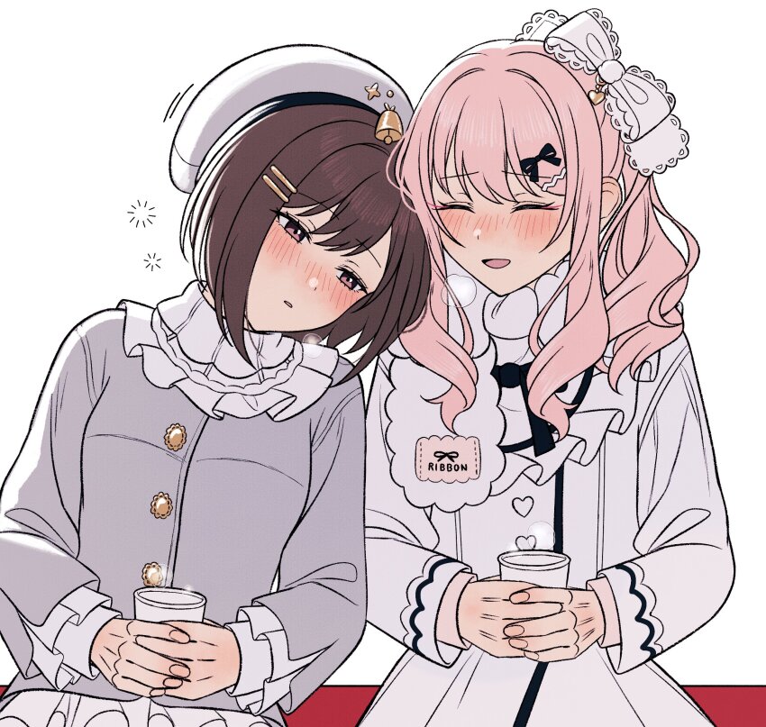 1girl, 1other, akiyama_mizuki, bell, blush, bow, breasts, brown_eyes