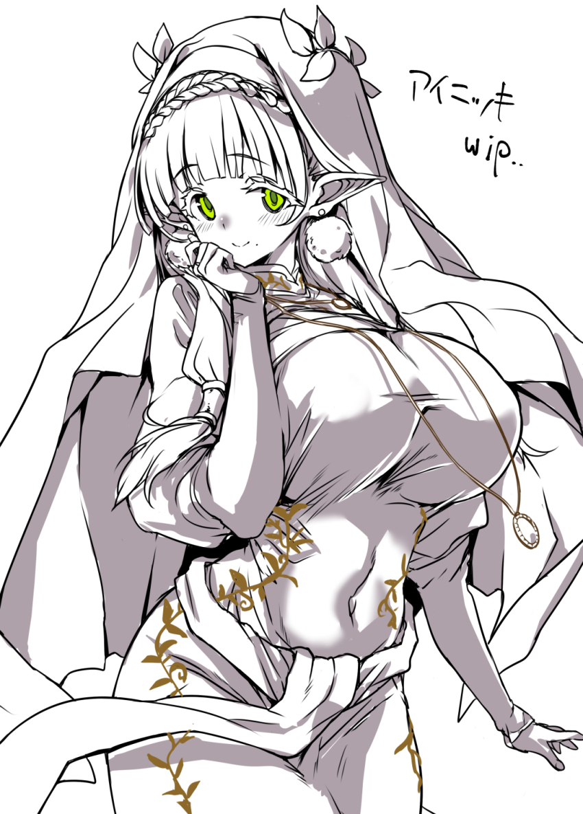 1girl, ainikki_(blade_&amp;_bastard), blade_&amp;_bastard, blush, braid, breasts, clenched_hand, closed_mouth