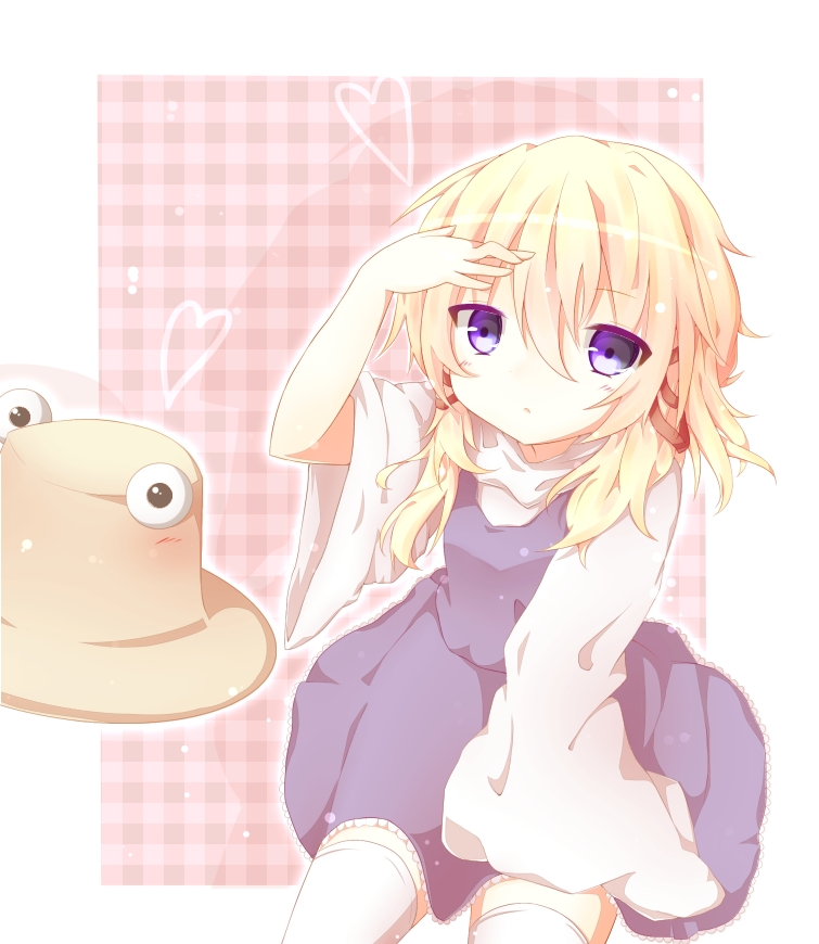 1girl, bad_id, bad_pixiv_id, blonde_hair, blue_eyes, blush, female_focus, hair_ribbon