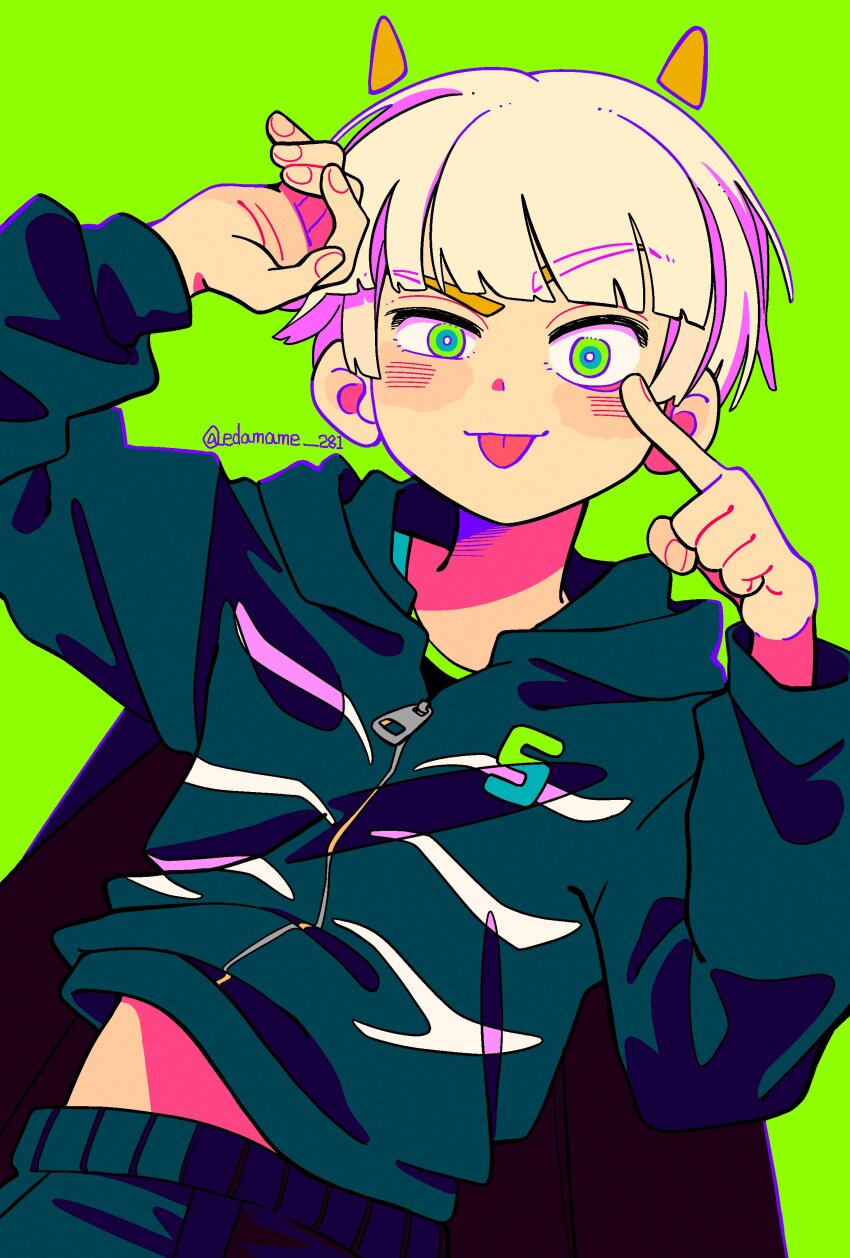 1boy, :p, absurdres, akanbe, animification, artist_name, asymmetrical_eyes, black_cape