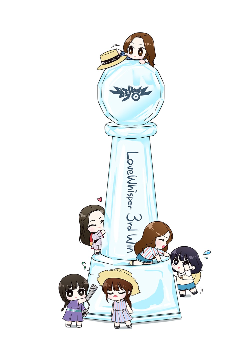 6+girls, black_hair, bob_cut, braid, braided_ponytail, brown_hair, chibi, closed_eyes