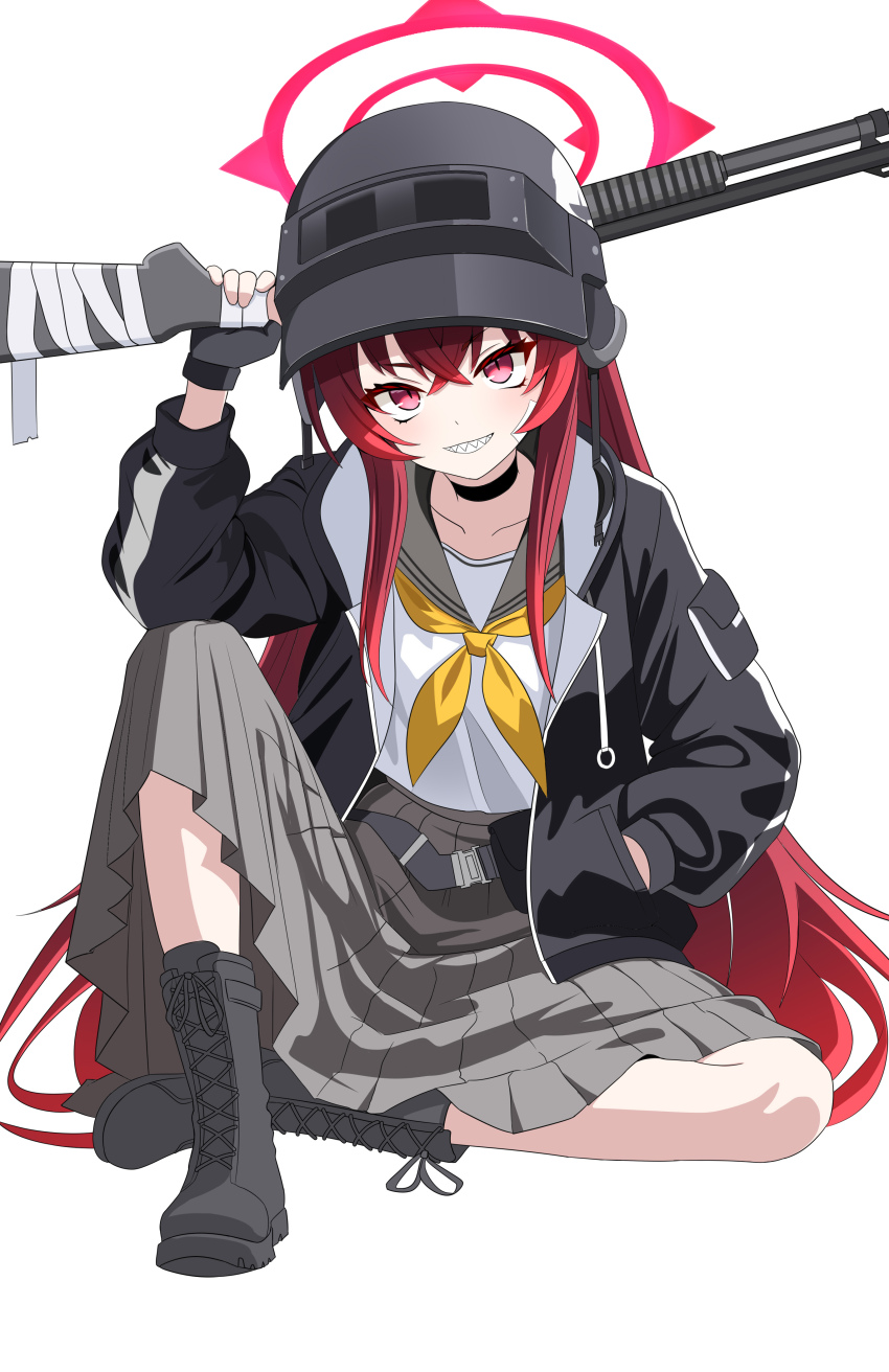 1girl, absurdres, altyn_helmet, bandage_on_cheek, belt, black_choker, black_gloves, black_helmet