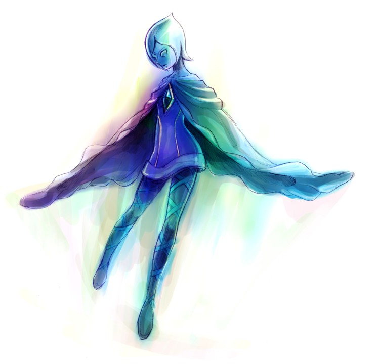 1girl, blue_hair, blue_skin, cape, colored_skin, crise, fi_(zelda), nintendo, pantyhose, the_legend_of_zelda, the_legend_of_zelda:_skyward_sword