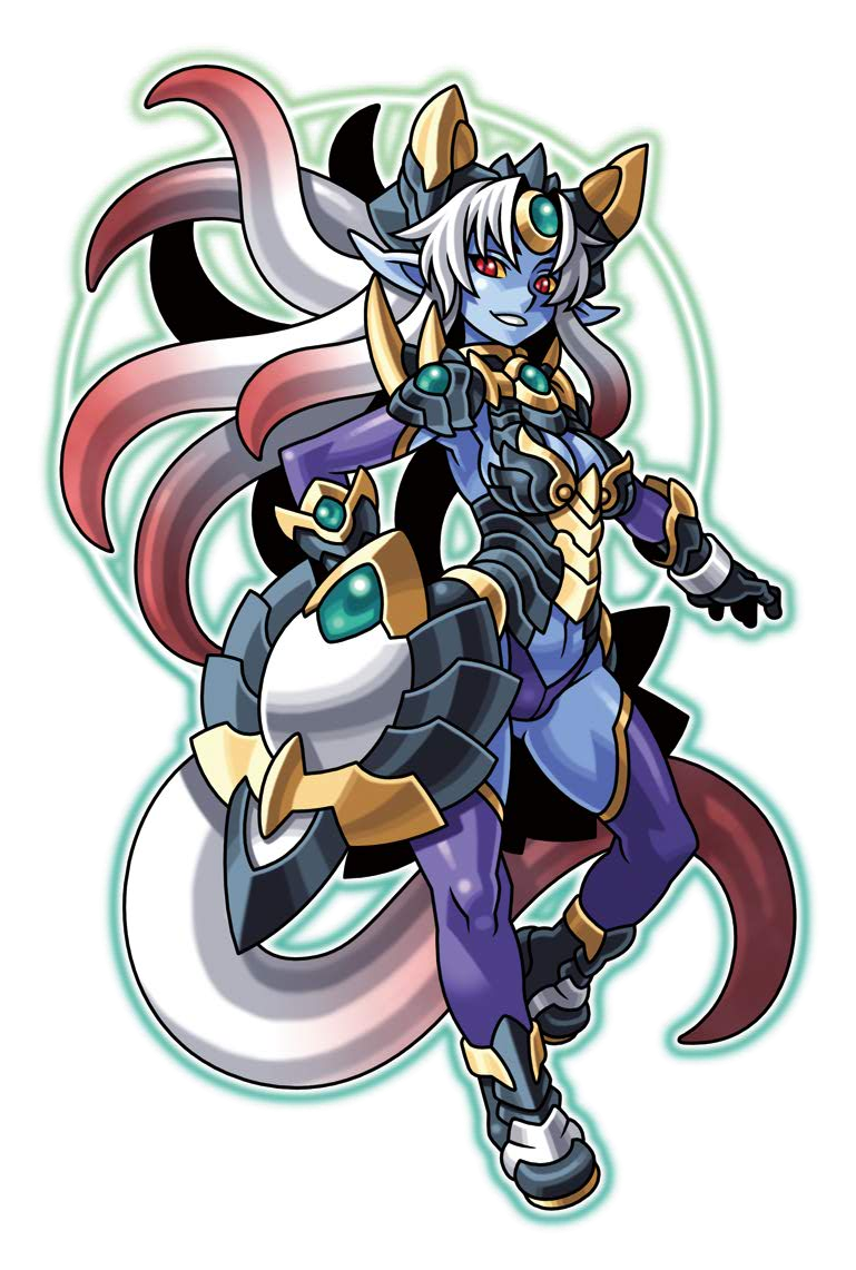 1girl, ankle_boots, armor, black_armor, black_gloves, blue_skin, boots, breasts