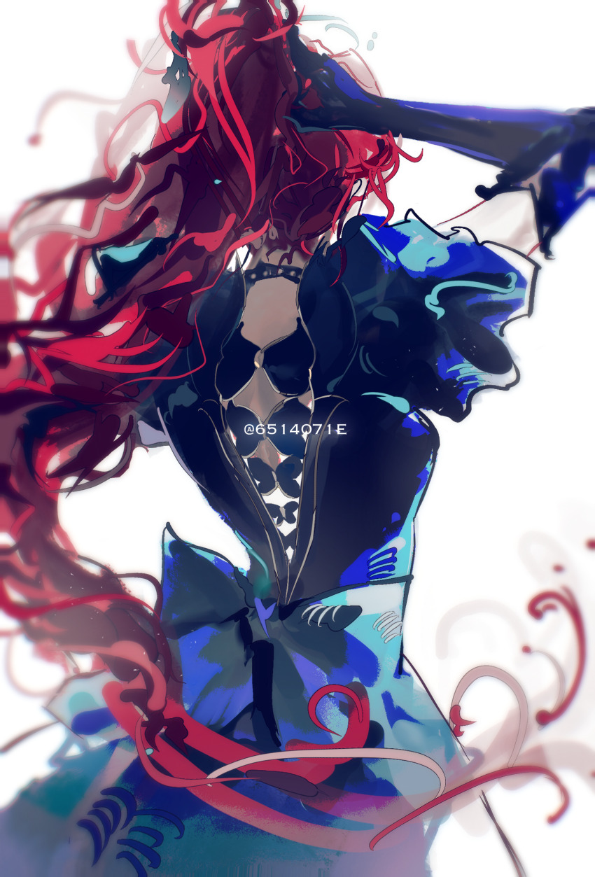 1399321458, 1girl, absurdres, back_bow, blue_dress, bow, brynhildr_vilulf, brynhildr_vilulf_(the_anachronic_vilulf)