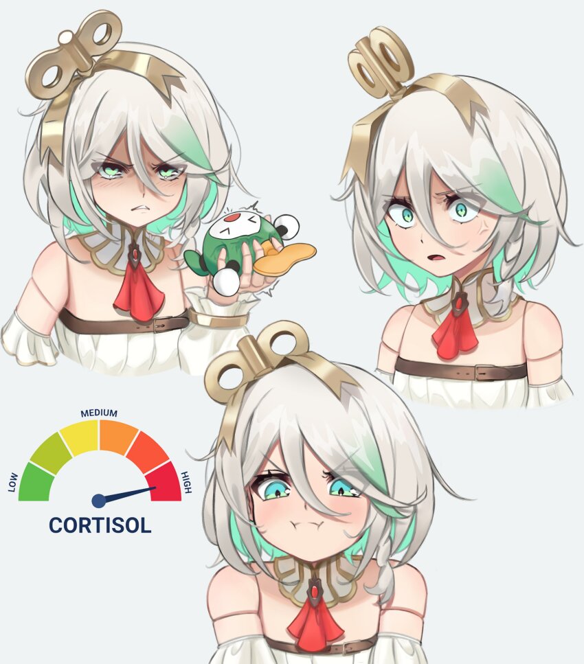 1girl, :i, absurdres, anger_vein, ascot, cecilia_immergreen, cecilia_immergreen_(1st_costume), colored_inner_hair