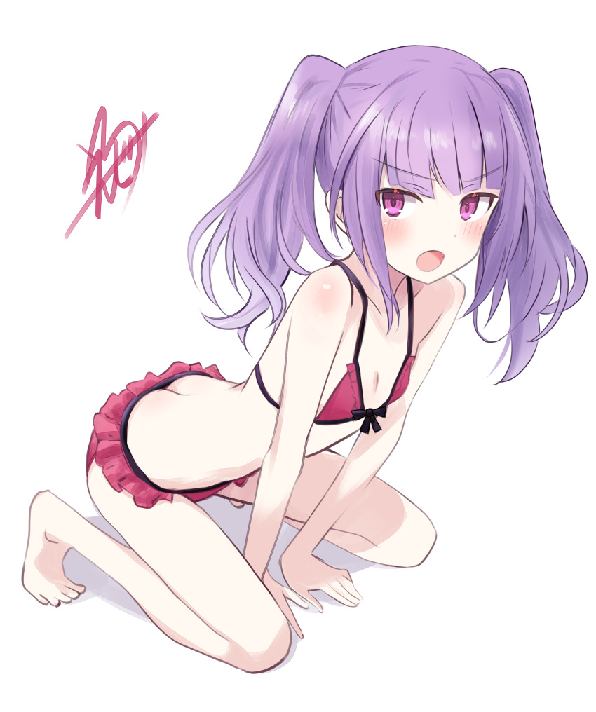 1girl, absurdres, alice_gear_aegis, all_fours, ass, bare_arms, bare_legs, bare_shoulders