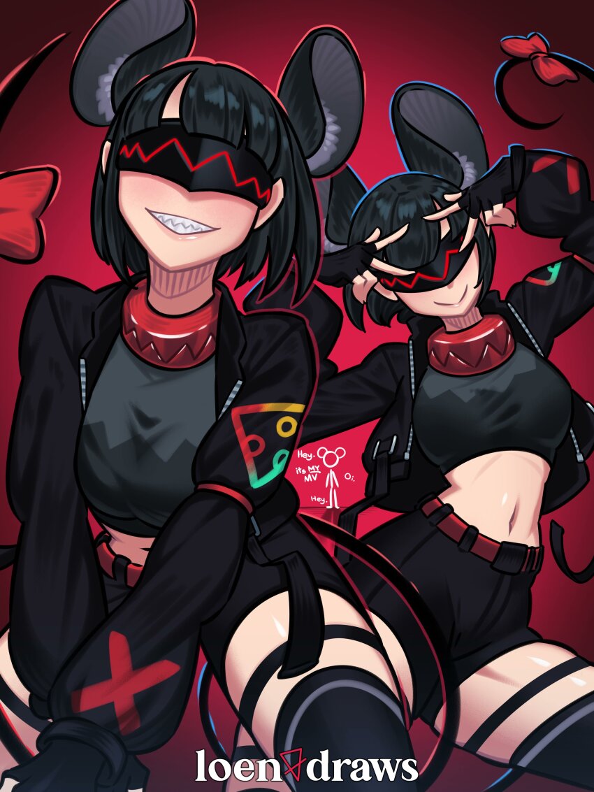 2girls, absurdres, animal_ears, backup_dancer_(hakos_baelz), black_hair, breasts, character_request, highres