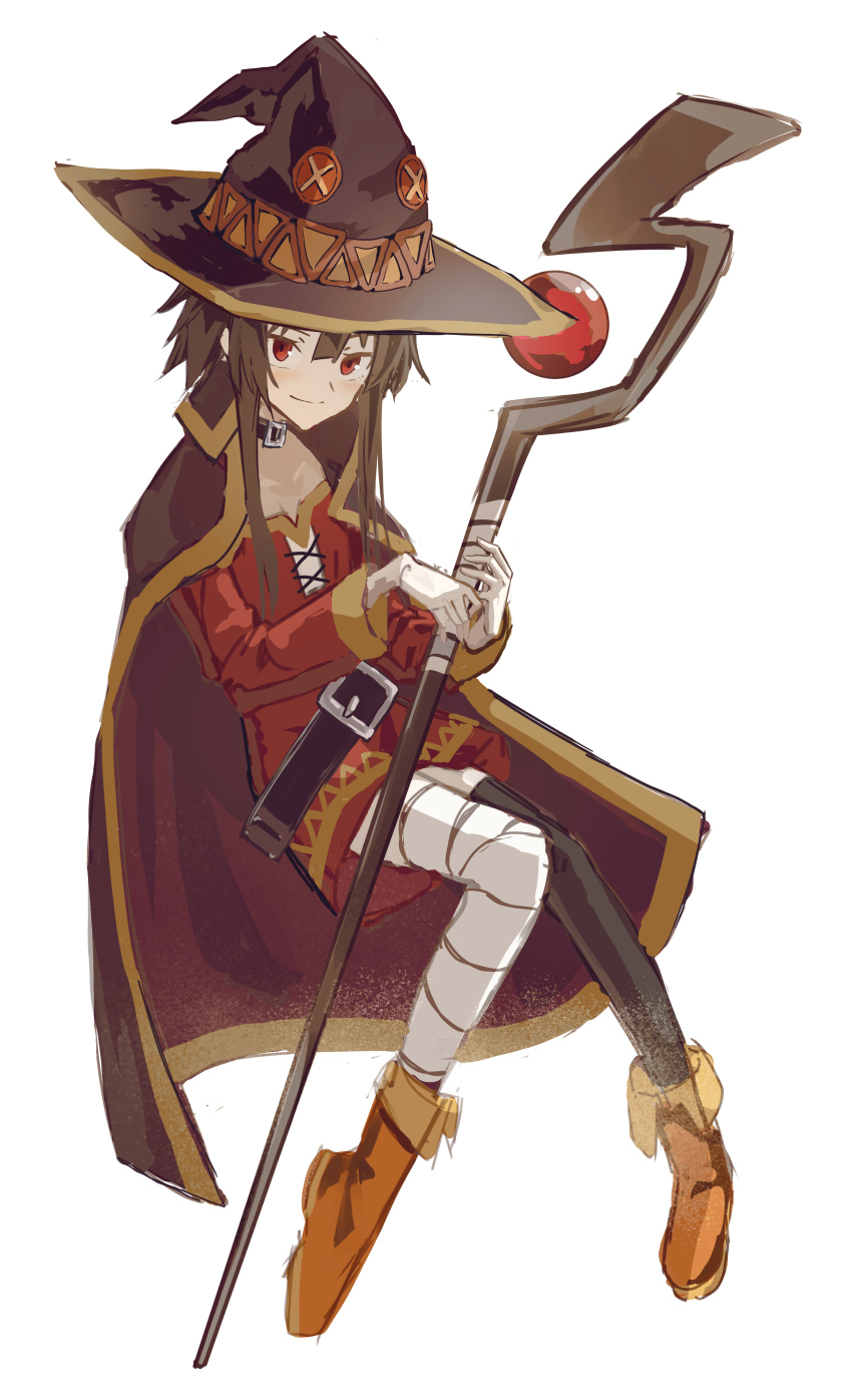 1girl, absurdres, asymmetrical_legwear, brown_hair, choker, cloak, cokei, collarbone