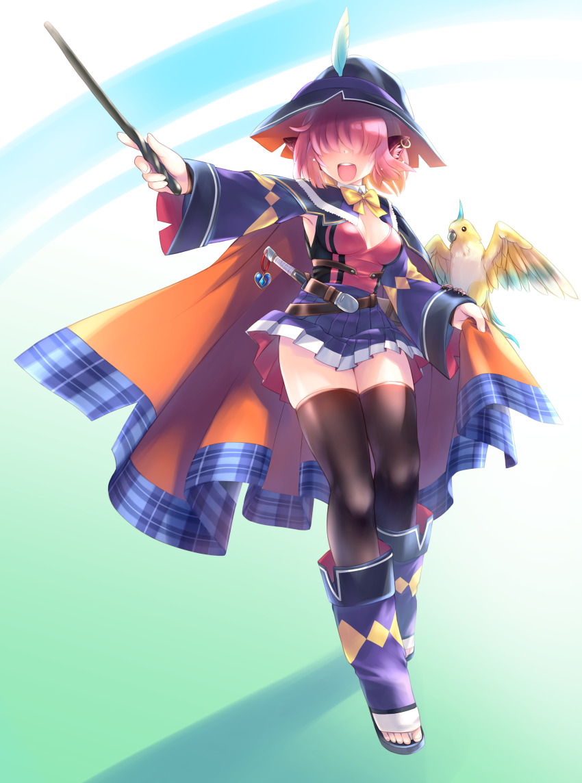 1girl, absurdres, animal_ear_fluff, animal_ears, animal_on_arm, belt, bird, bird_on_arm